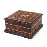 Italian Sorrento ware style box inlaid with flowers, having a fitted lift out interior, 13cm H x