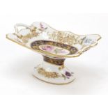 Charles Bourne, early 19th century Staffordshire tazza with twin handles, finely hand painted and