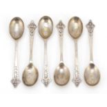 Alexander Clark & Co Ltd, set of six George V silver teaspoons with pierced terminals, London