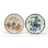 Two 18th century porcelain dishes comprising a Worcester and a Chinese example hand painted in the