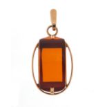 Russian gold amber pendant, 3.5cm high, 4.5g
