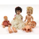 Group of vintage dolls including Pedigree, the largest 42cm high