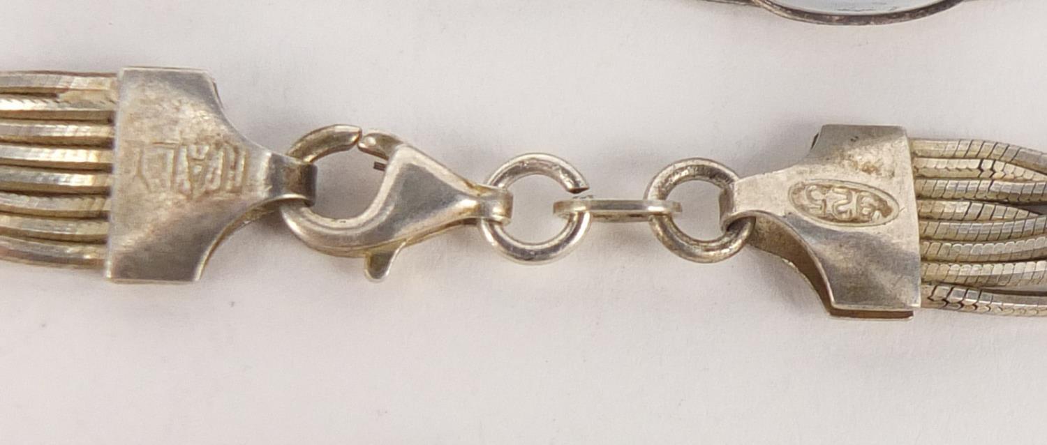 Five silver bracelets, one set with moonstones, 56.0g - Image 5 of 5