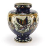 Rozenburg, Dutch Art Nouveau vase hand painted with panels of stylised birds and flowers, numbered