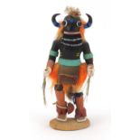 Native American Hopi Kachina doll having horns, 30cm high