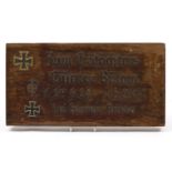 German military interest Eastern Front wooden death plaque with Iron Cross and Hitler Youth