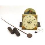19th century longcase clock movement with hand painted dial inscribed Liverpool
