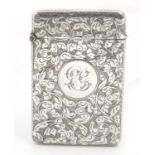 Robert Pringle & Sons, Victorian silver card case with hinged lid, Birmingham 1898, 9cm high, 47.2g