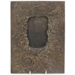 Japanese Antimony photo frame cast with birds amongst flowers, 32cm x 24cm