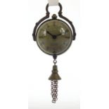 Globular fob watch with tassel, 8cm in diameter, 9cm high