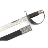 Military interest cutlass bayonet with scabbard, 84.5cm in length