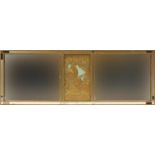 Art Deco Rowley Gallery style wall mirror with central panel carved with two stylised deer amongst