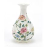 Chinese porcelain vase hand painted in the famille rose palette with butterflies amongst flowers,