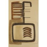 Manner of William Turnbull - Abstract composition, Scottish school pair of watercolours, mounted,