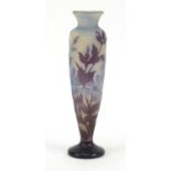 Émile Gallé style cameo glass vase decorated with flowers, 20cm high