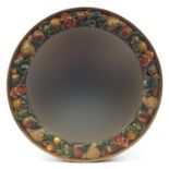 Circular Barbola style wall mirror with bevelled plate, 59cm in diameter