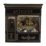 Diorama of an antique shop front, 30.5cm H x 30cm W x 10.5cm D