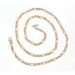 9ct gold Figaro link necklace, 48cm in length, 6.8g
