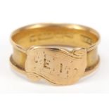 Victorian 15ct gold mourning ring, engraved In memory of my Mother, died March 1st 1882, size M, 2.