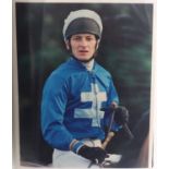 Collection of equestrian interest photographs of jockeys arranged in an album, including Peter