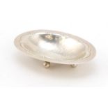 Georg Jensen, Danish sterling silver salt with ball feet, numbered 243 C, 8.2cm wide, 22.5g