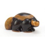 Lisa Larson for Gustavsberg, stoneware stylised racoon, 14.5cm in length