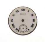 Rolex enamelled dial with part movement, 22mm in diameter