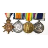 British military World War I naval four medal group comprising a trio awarded to CH.20821.PTE.G.