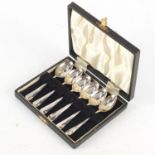Cooper Brothers & Sons Ltd, set of six silver teaspoons, housed in a velvet and silk lined box,