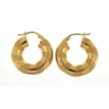 Pair of 9ct gold hoop earrings, 2cm in diameter, 2.8g