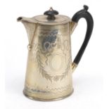 Hamilton & Inches, Victorian silver teapot with ebonised wood handle and blank cartouche,
