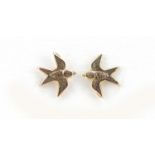 Pair of 9ct gold bird stud earrings, 6mm in length, 0.3g