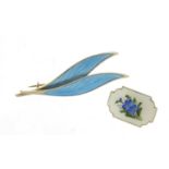 Two Norwegian silver and guilloche enamel brooches including one by David Andersen, the largest 6.