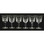 Set of six Waterford Crystal Lismore pattern glasses, each 11cm high