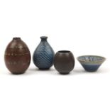 Scandinavian art pottery including Gustavsberg, Saxbo and Bornholm, each with marks to the bases,