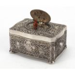 Swiss sterling silver automaton musical bird box with key, probably by Karl Griesbaum, of serpent