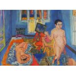 Manner of Raoul Dufy - Nude artist's models, French school oil on board, framed, 59cm x 44.5cm