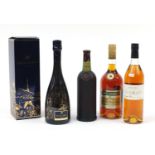 Four bottles of alcohol comprising Germain-Robin Alambic brandy, Duval-Leroy Champagne, Three
