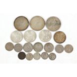 American coinage including three 1920's dollars and half dollars