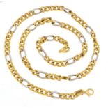 18ct two tone gold necklace, 52cm in length, 24.5g