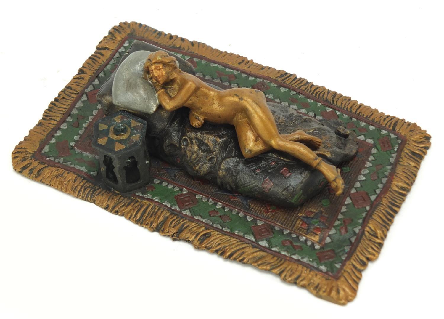 Cold painted bronze figure of a sleeping female with lift off cover in the style of Franz Xaver - Image 7 of 10
