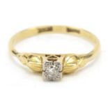 18ct gold diamond solitaire ring, size L, 1.7g
