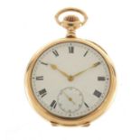 Omega, gentlemen's gold plated pocket watch, housed in a velvet and silk lined Wallace of Limerick