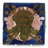 Carter & Co, early Poole Pottery nautical tile hand painted with Neptune, 15.5cm x 15.5cm