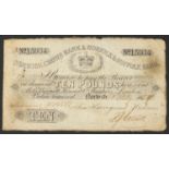 19th century Norwich Crown Bank and Norfolk & Suffolk Bank ten pound note, no 15934, indistinctly