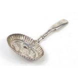 Joseph Taylor, George III silver caddy spoon, the bowl engraved with flowers, 8cm in length,