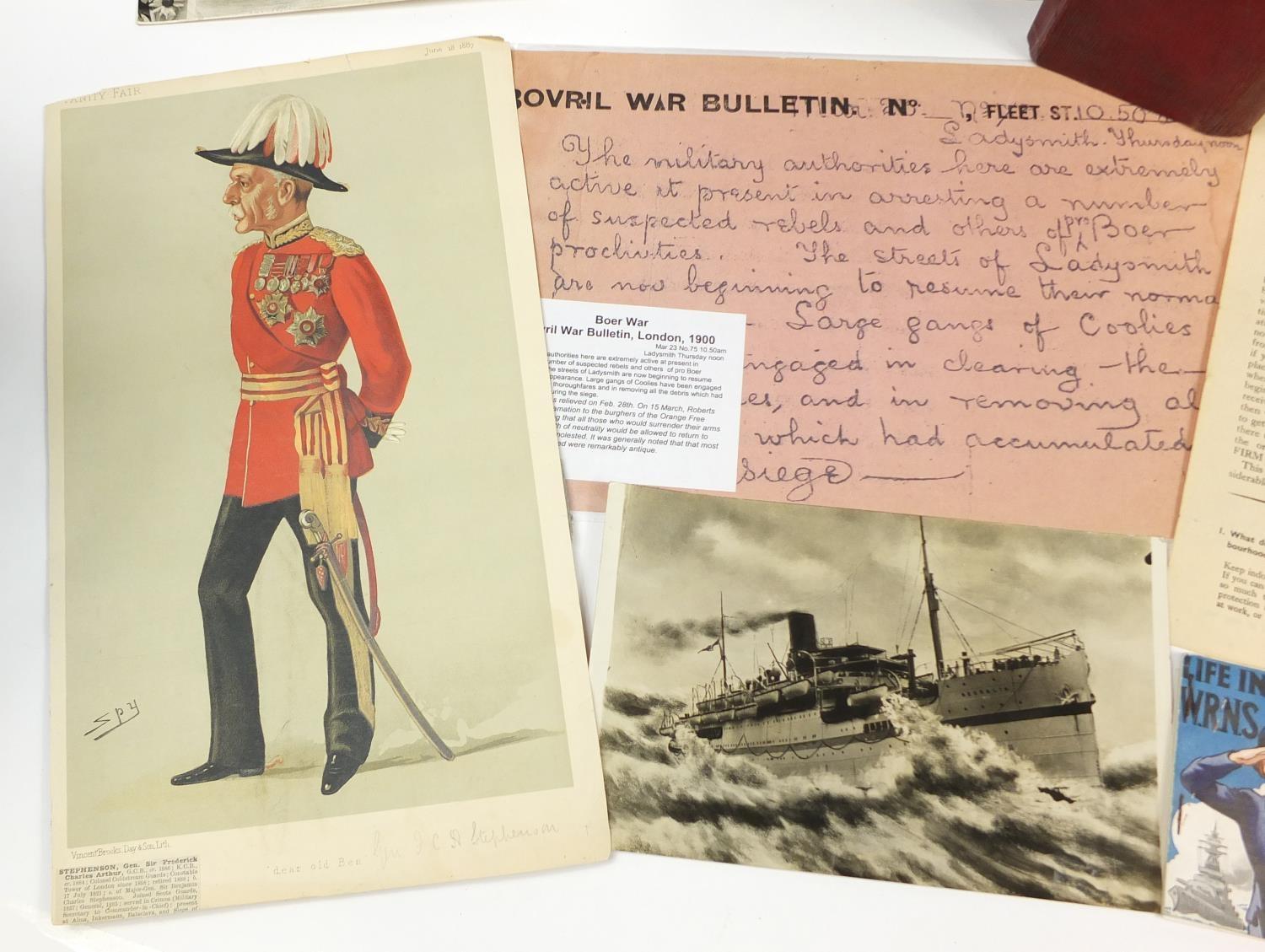 Military and naval ephemera including a Boer War Bovril war bulletin, two Tuck's Better Little - Image 6 of 15