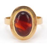 Continental gold cabochon carnelian ring, size M, 3.2g
