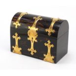 Victorian coromandel dome topped stationary box with applied gilt metal mounts, retailed by