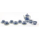 Copeland Spode Italian pattern six place coffee service comprising coffee pot, six coffee cans